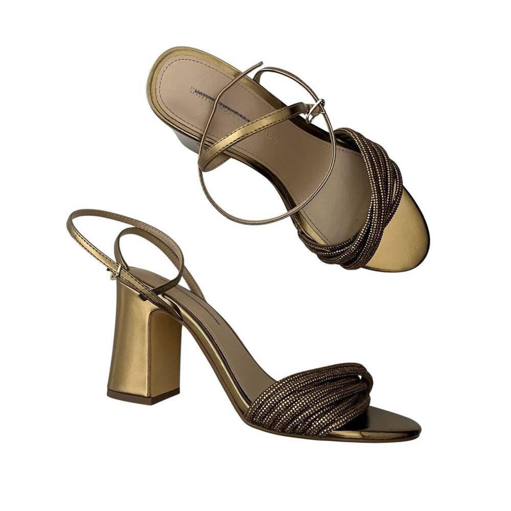 WHBM Crystal Embellished Sandals Bronze Metallic Size 8